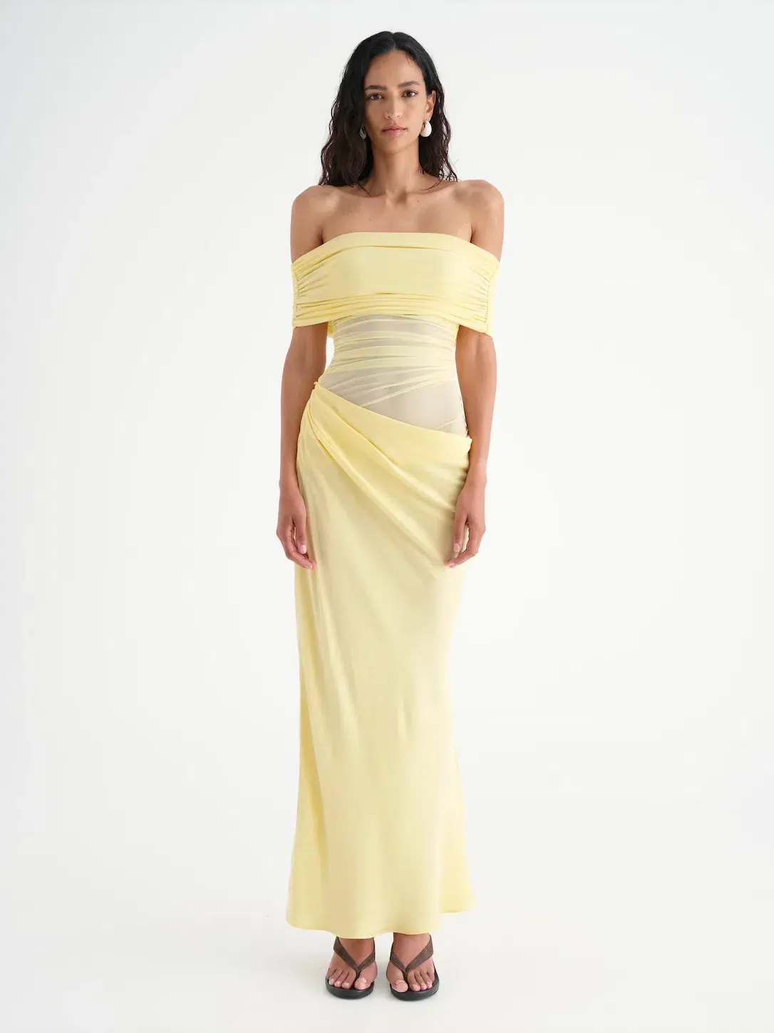 Benni Nico Off Shoulder Maxi Dress Yellow Size 8 / AU 8 - Image 1