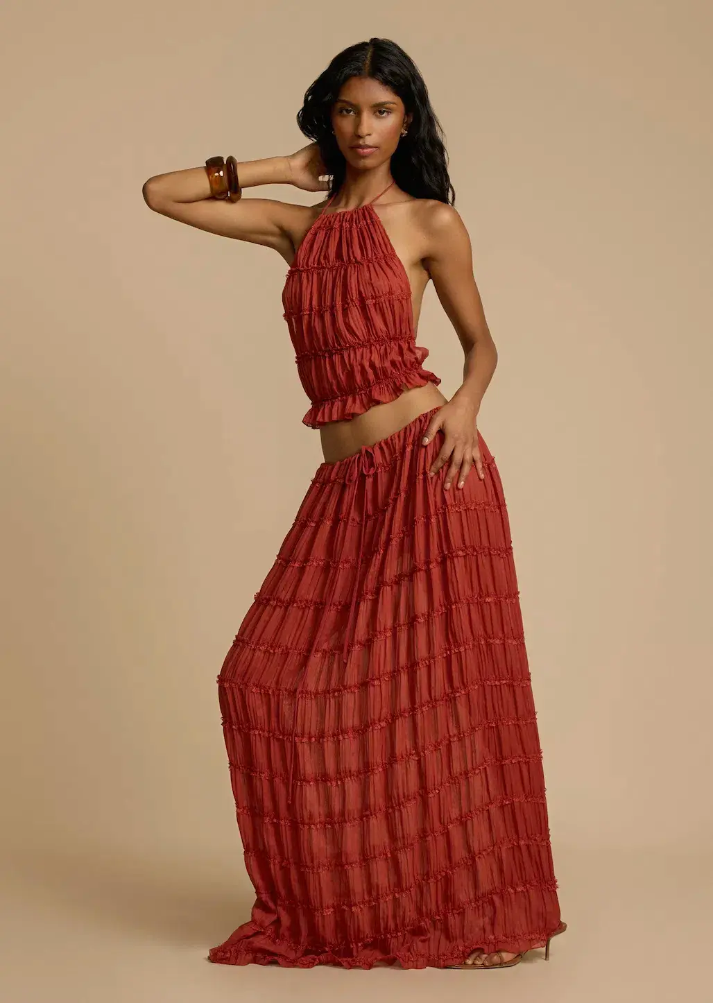 Arcina Ori Juliette Halter Top & Maxi Skirt Set Red Size S / AU 6-8 - Image 6