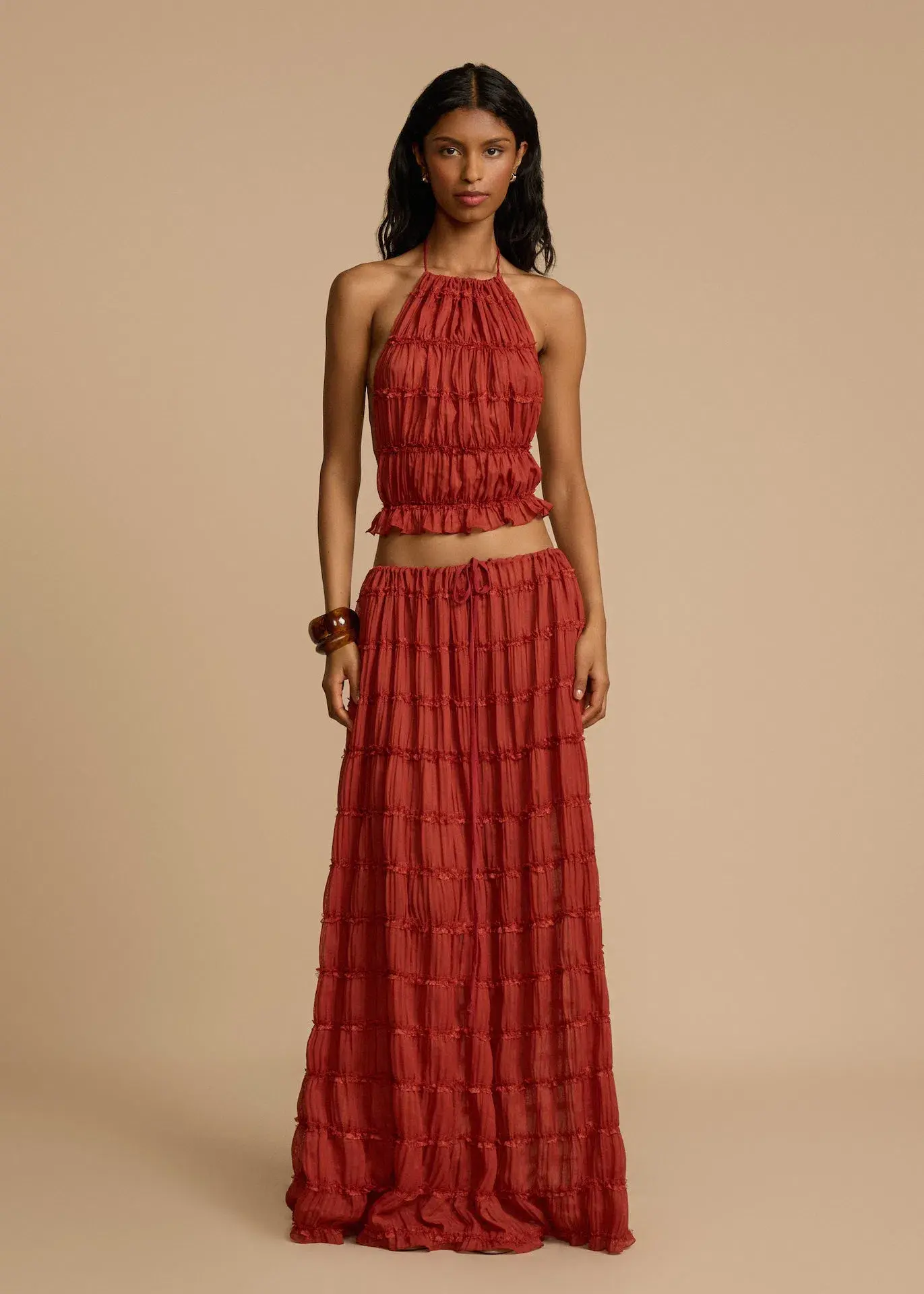 Arcina Ori Juliette Halter Top & Maxi Skirt Set Red Size S / AU 6-8 - Image 1