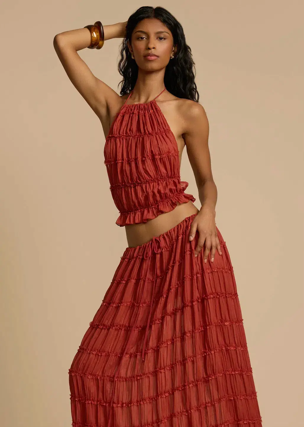 Arcina Ori Juliette Halter Top & Maxi Skirt Set Red Size S / AU 6-8 - Image 2