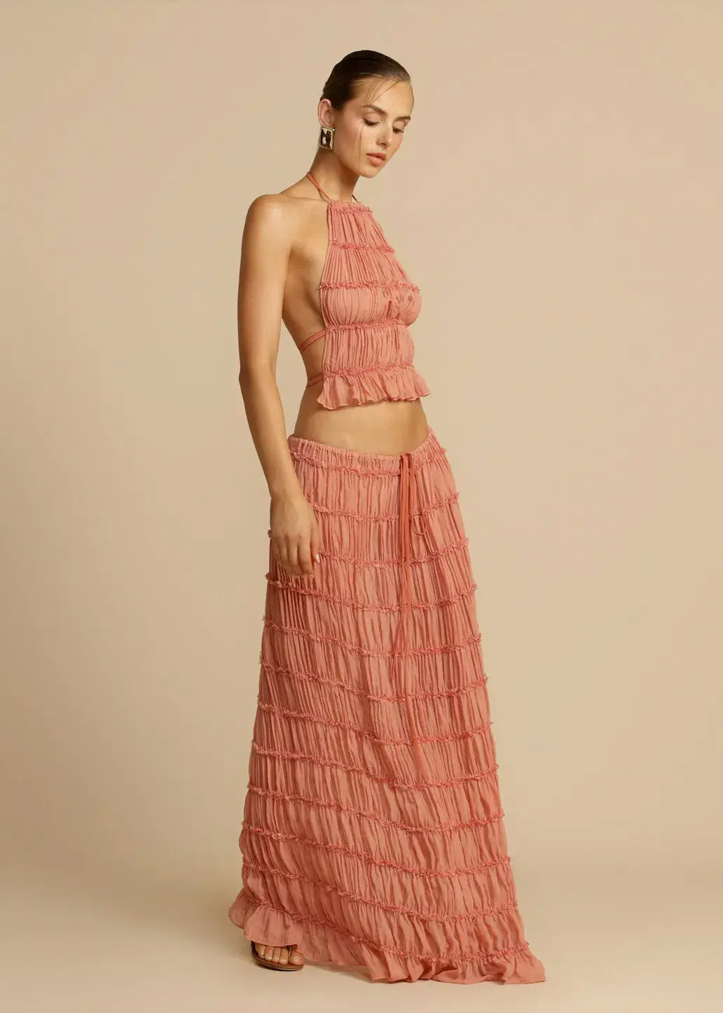 Arcina Ori Juliette Maxi Skirt & Halter Top Set Peach Size S / AU 6-8 - Image 11