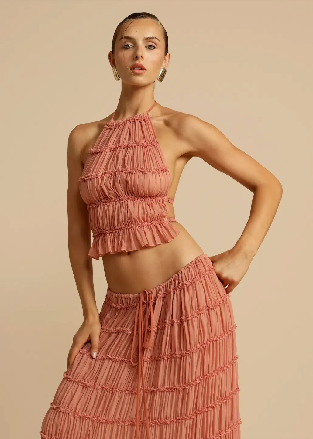 Arcina Ori Juliette Maxi Skirt & Halter Top Set Peach Size S / AU 6-8 - Image 6