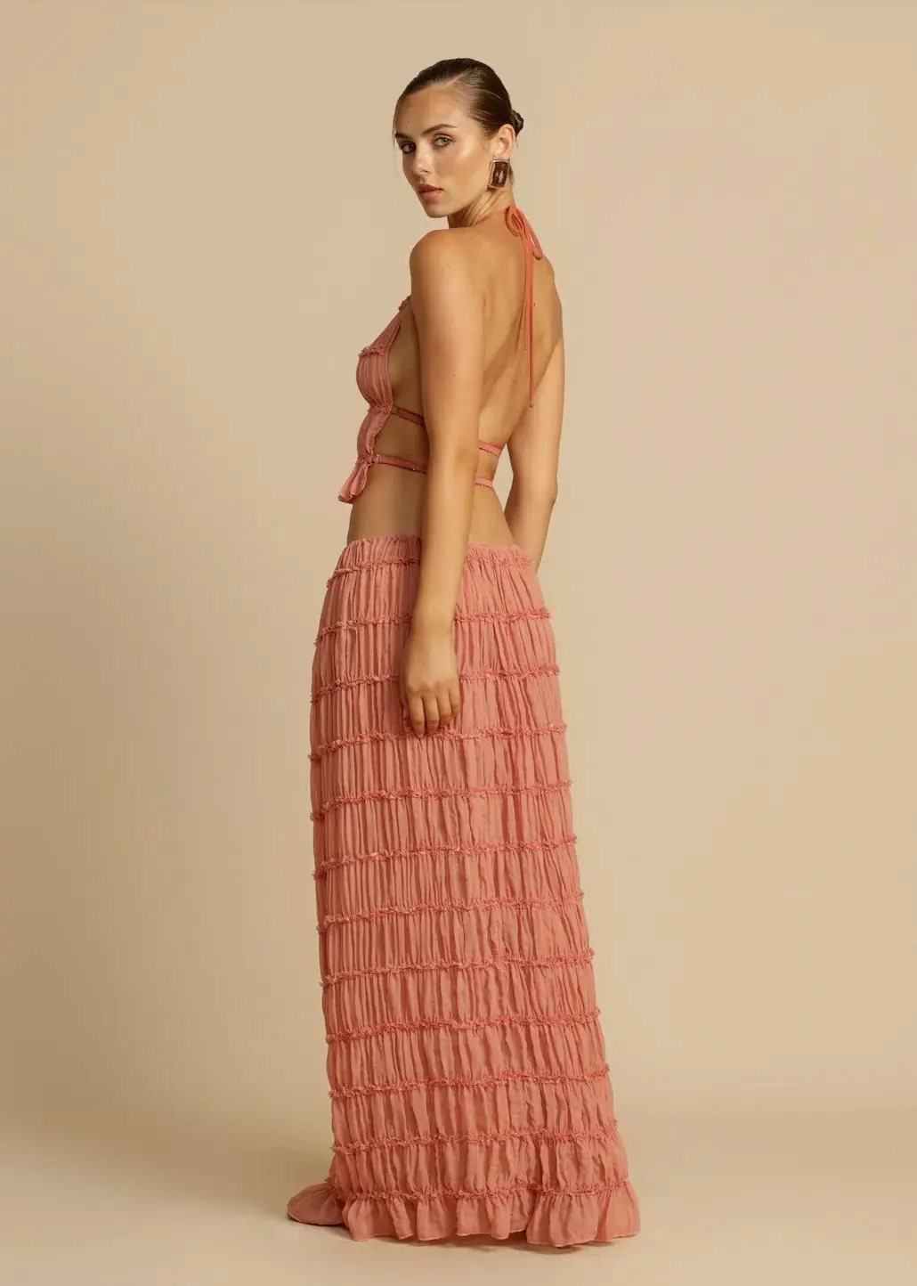 Arcina Ori Juliette Maxi Skirt & Halter Top Set Peach Size S / AU 6-8 - Image 9