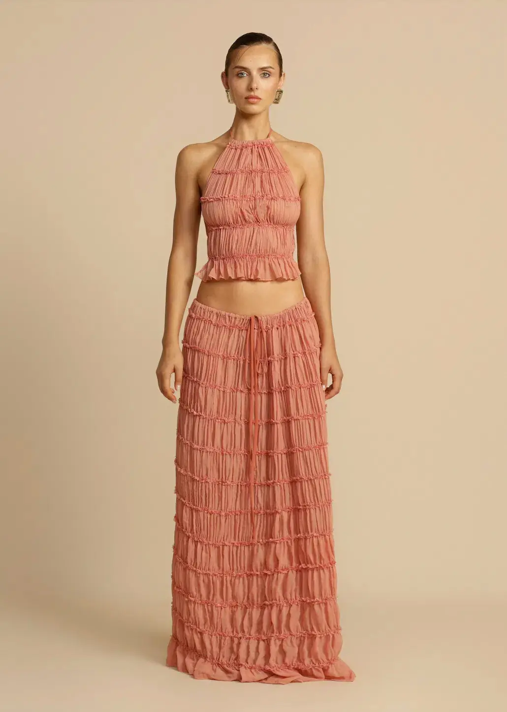 Arcina Ori Juliette Maxi Skirt & Halter Top Set Peach Size S / AU 6-8 - Image 1