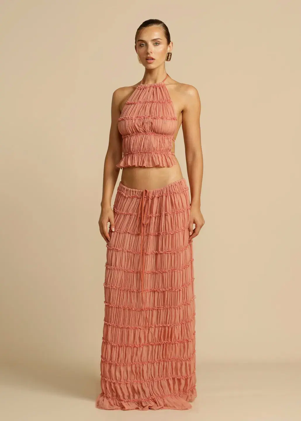 Arcina Ori Juliette Maxi Skirt & Halter Top Set Peach Size S / AU 6-8 - Image 4