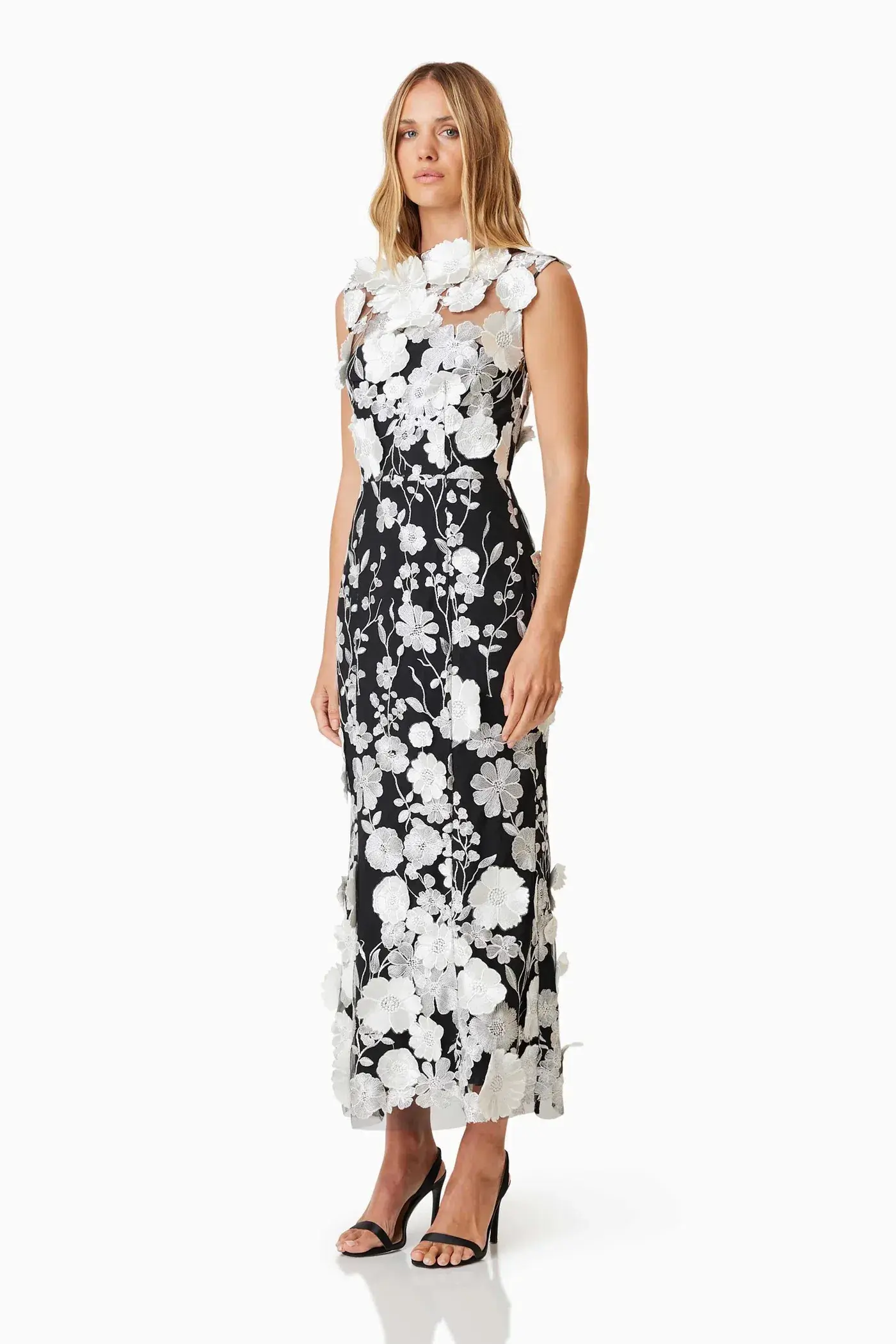 Elliatt Selene Cocktail Midi Dress Black Floral Size M / AU 10 - Image 4