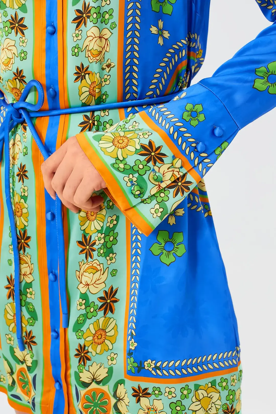 Alemais Linda Satin Mini Dress Blue Floral Size 12 for rent on The Volte - main image