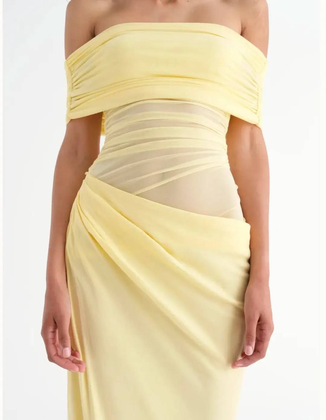 Benni Nico off Shoulder Maxi Dress in Butter Size 8 for rent on The Volte - main image