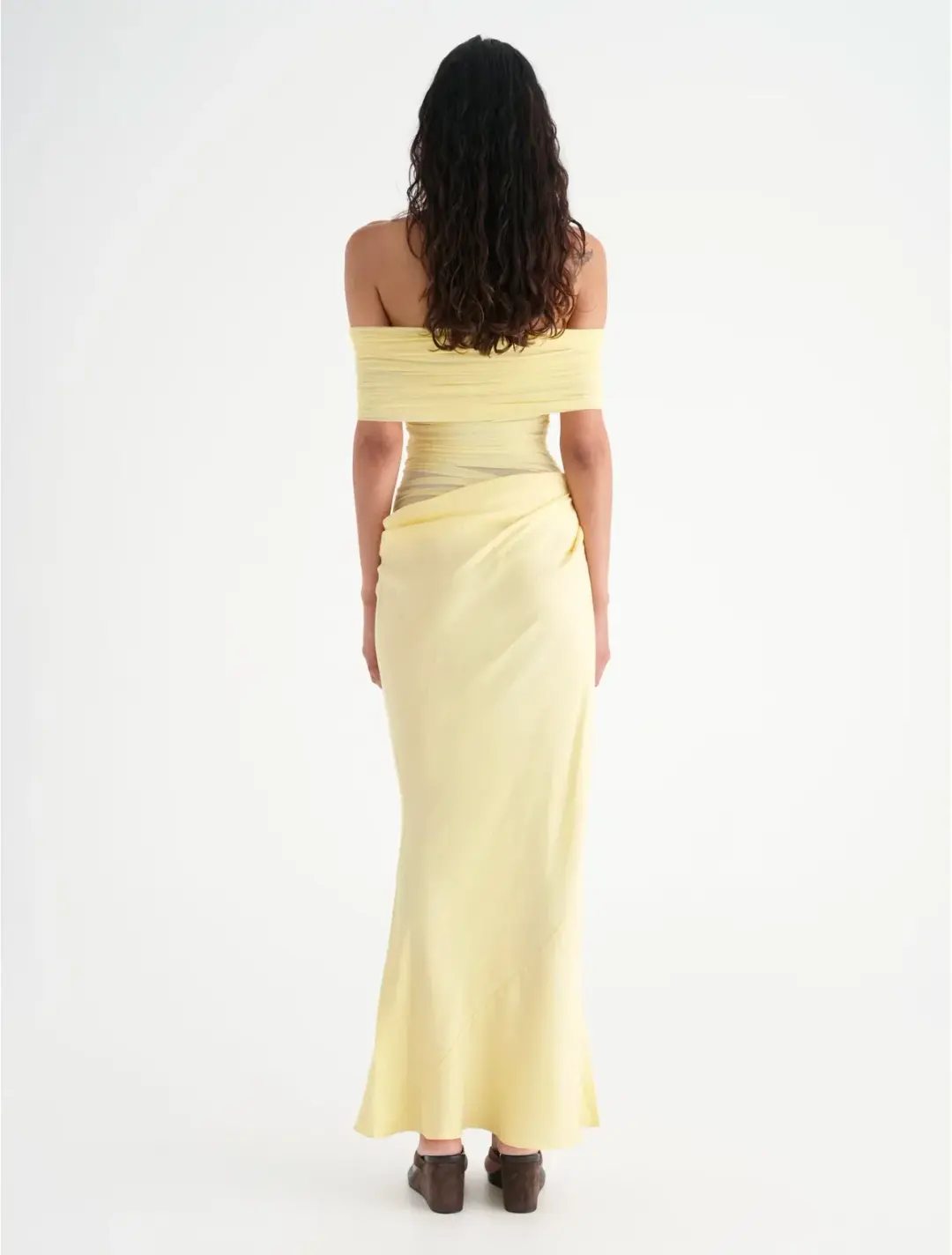 Benni Nico off Shoulder Maxi Dress in Butter Size 8 for rent on The Volte - main image