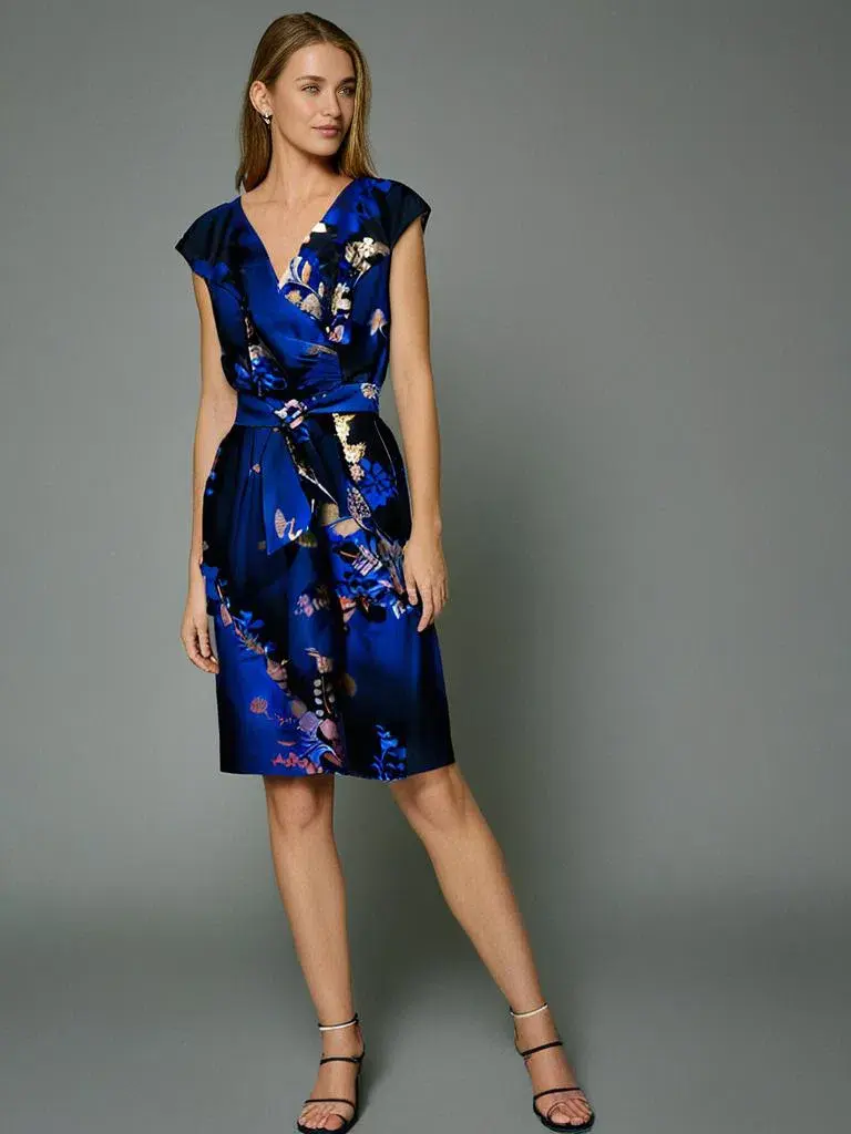Alex Evenings Dress Royal Blue Floral Size 12 - Image 1