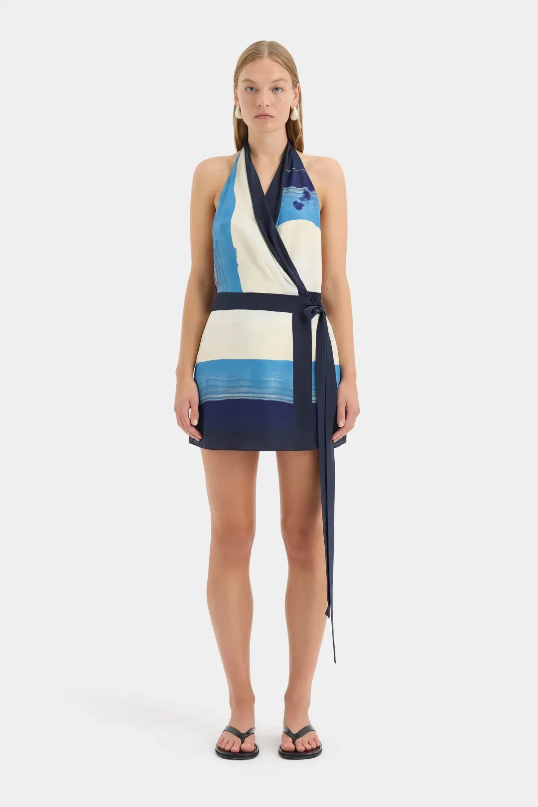 Sir the Label Mariner Mini Halter Dress Shoreline Stripe Size 0/Au 6  for rent on The Volte - main image