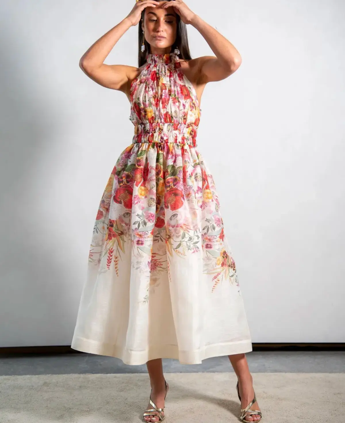 Zimmermann  Wonderland Halter Midi Dress Floral  Size 0/Au 8  - Image 1