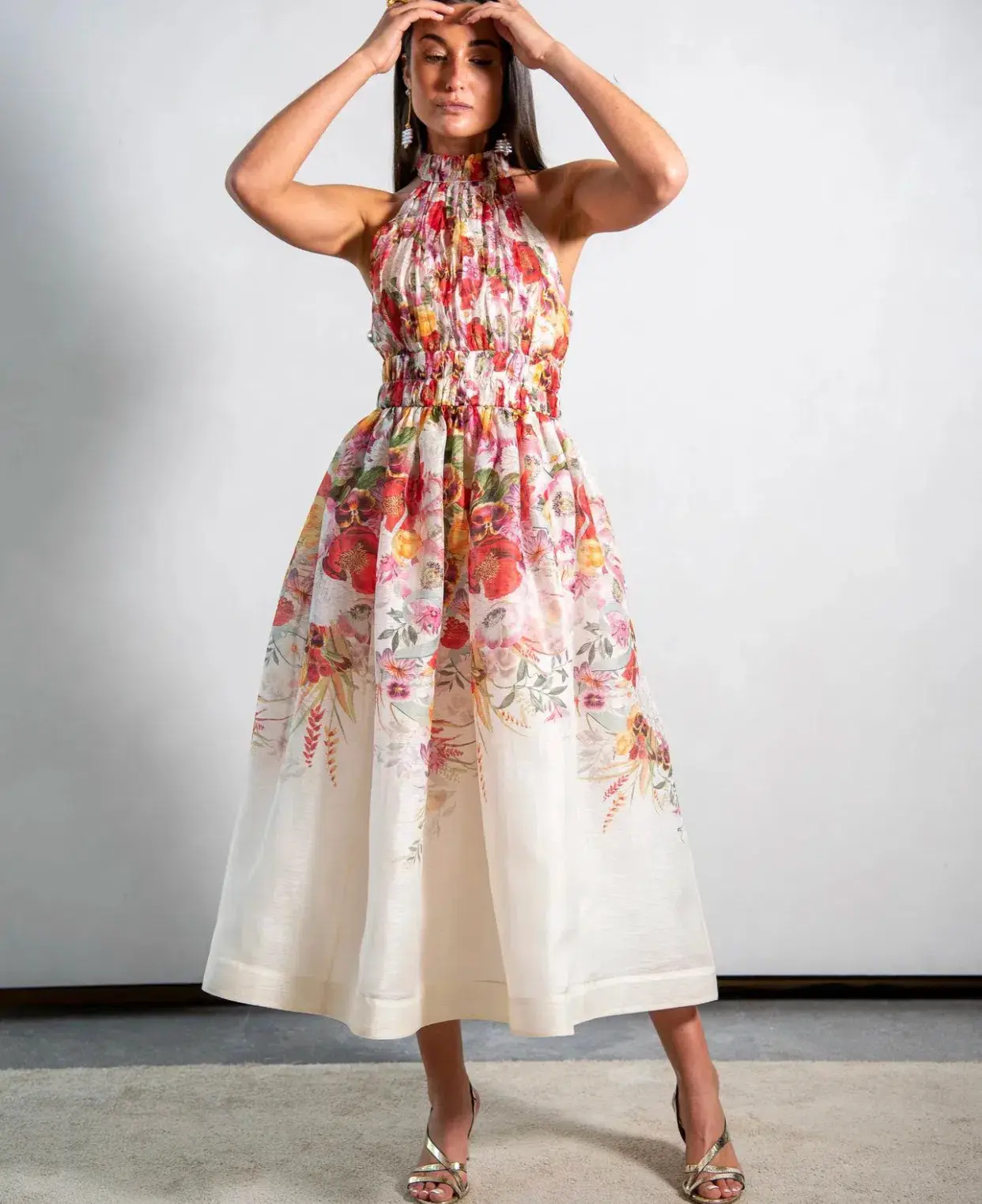 Zimmermann  Wonderland Halter Midi Dress Floral  Size 0/Au 8  - Image 1