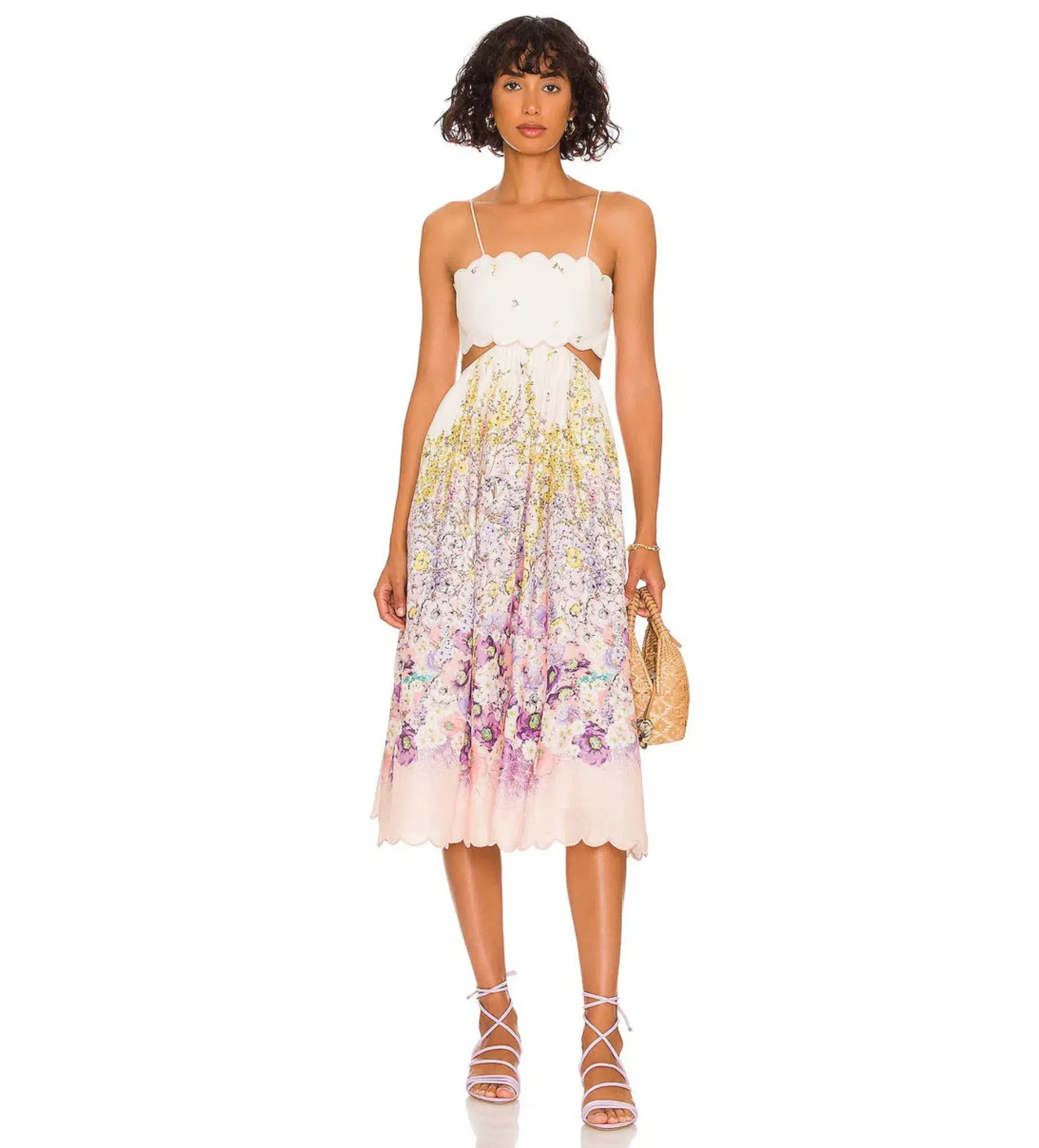 Zimmermann Jude Scallop Midi Dress in Peach Gradient Floral Size 0P/Au 6 (altered) - Image 1