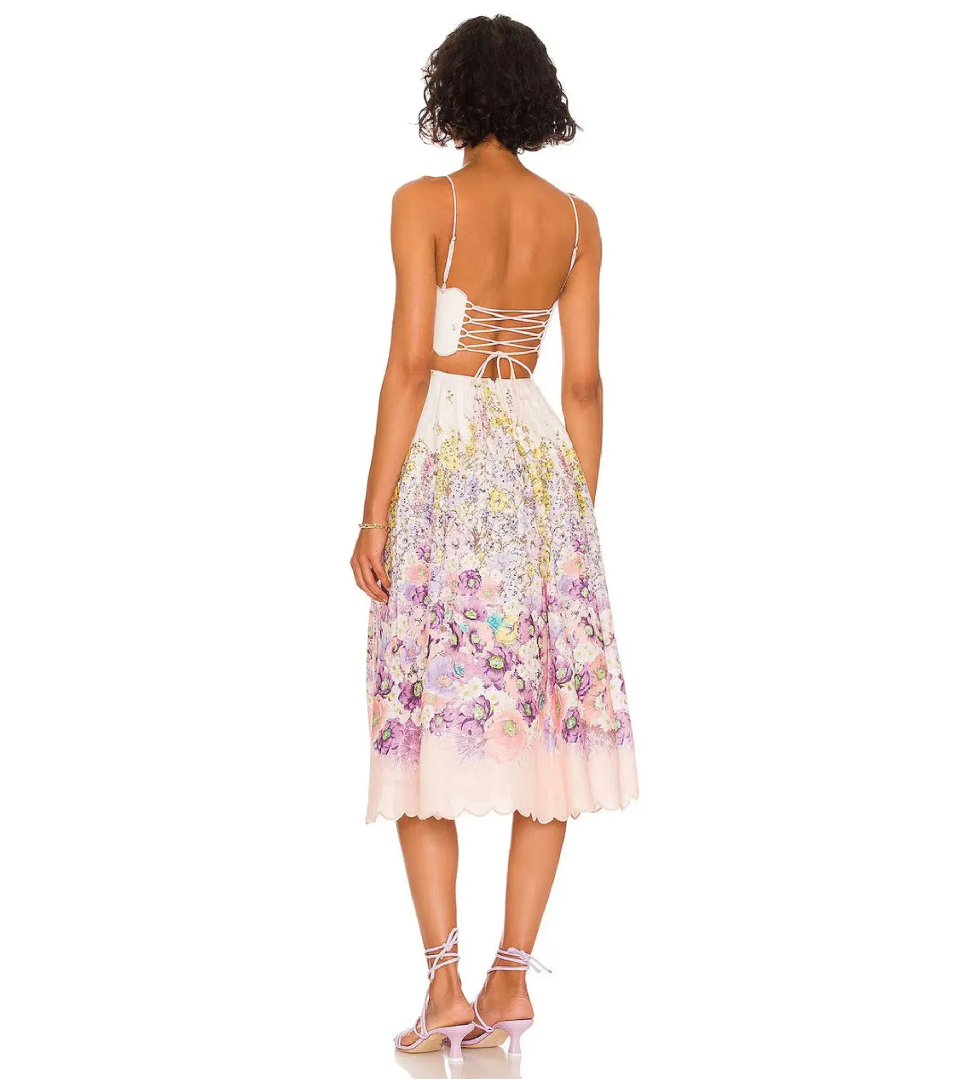 Zimmermann Jude Scallop Midi Dress in Peach Gradient Floral Size 0P/Au 6 (altered) - Image 2