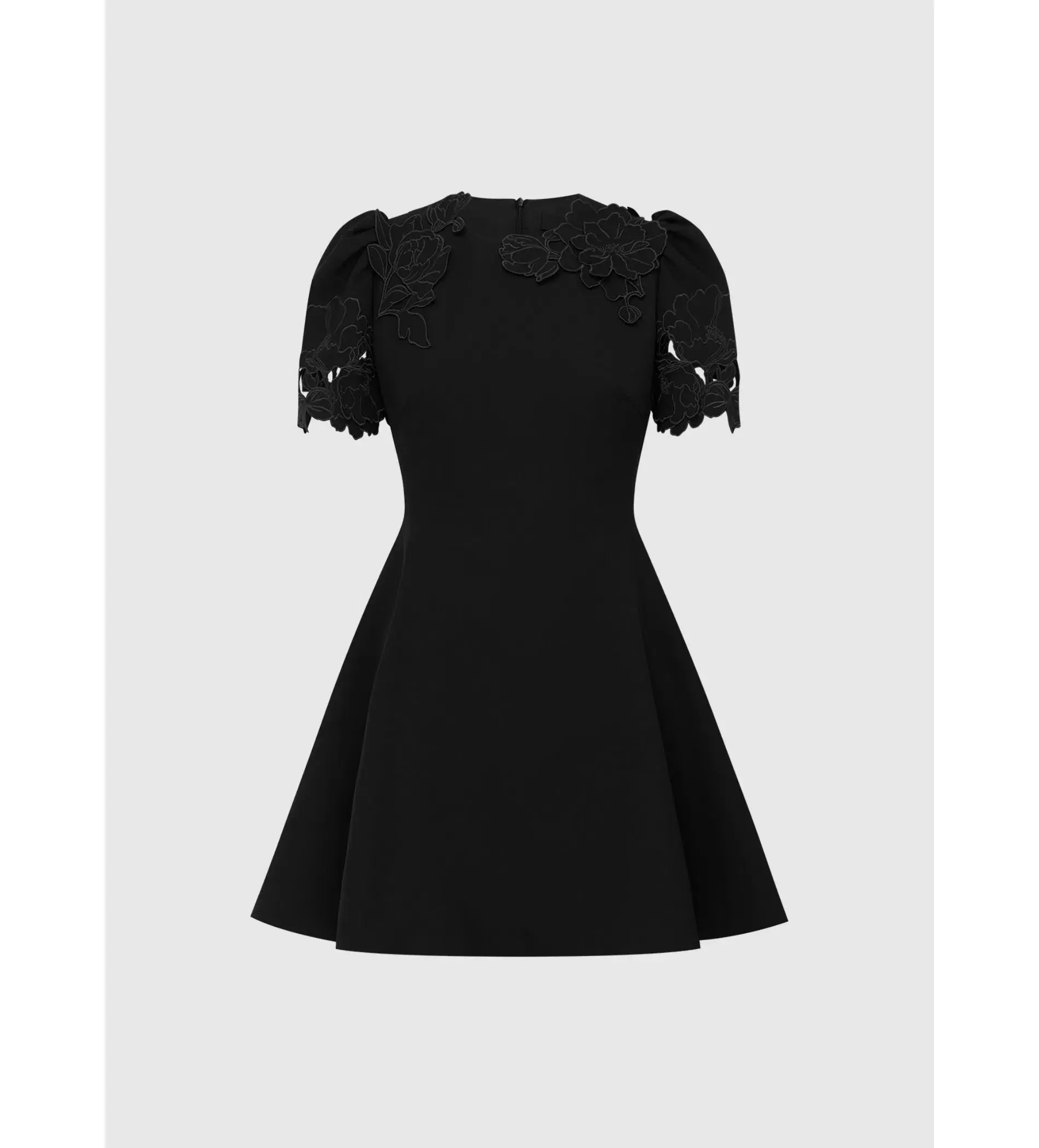 Leo Lin Elyse Appliqué Short Sleeve Mini Dress Ebony Size AU 8 - Image 1