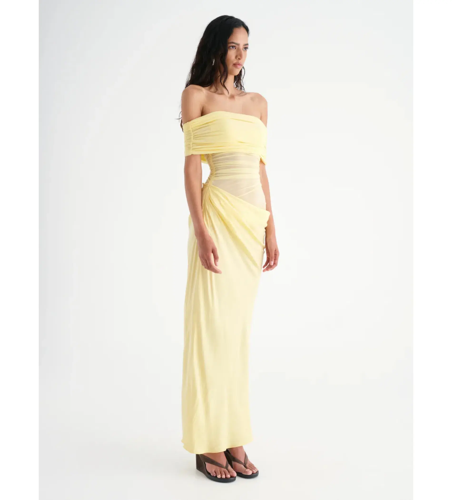 Benni Nico Off-Shoulder Maxi Dress in Butter Size AU 8 - Image 4