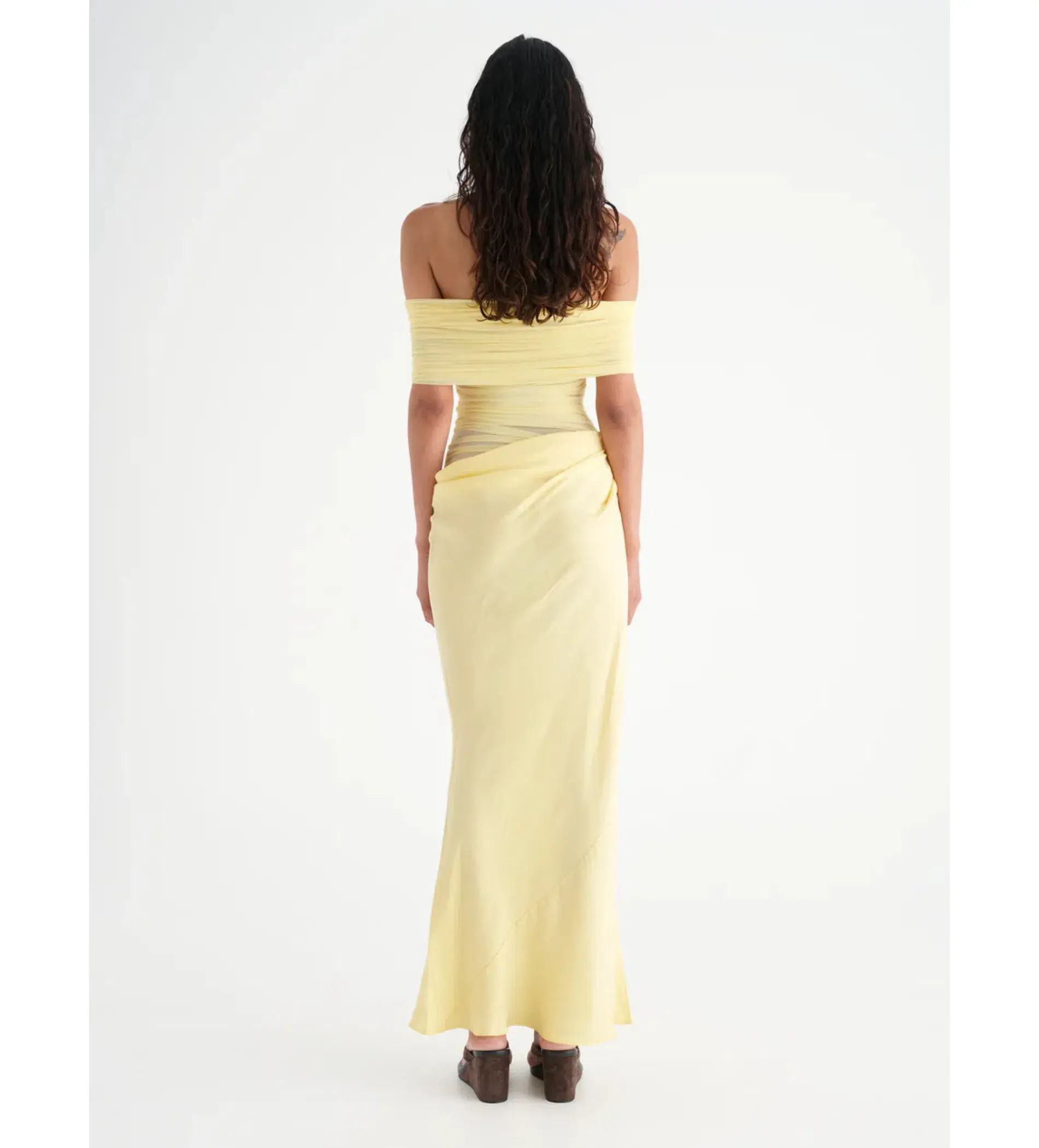 Benni Nico Off-Shoulder Maxi Dress in Butter Size AU 8 - Image 2