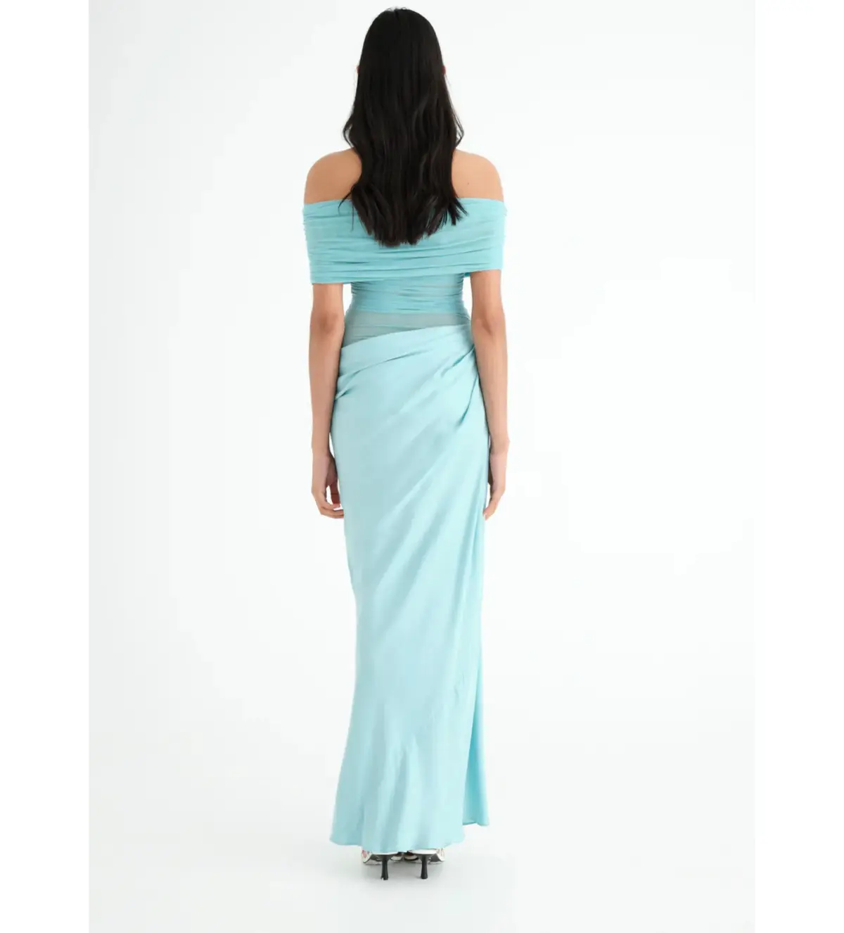 Benni Nico Off-Shoulder Maxi Dress in Aquamarine Size AU 8 - Image 3