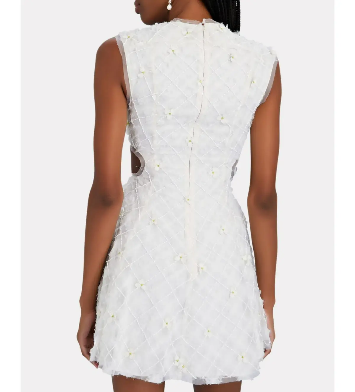 Aje Mirage Organza Cut Out Mini Dress in Ivory Size AU 8 - Image 3