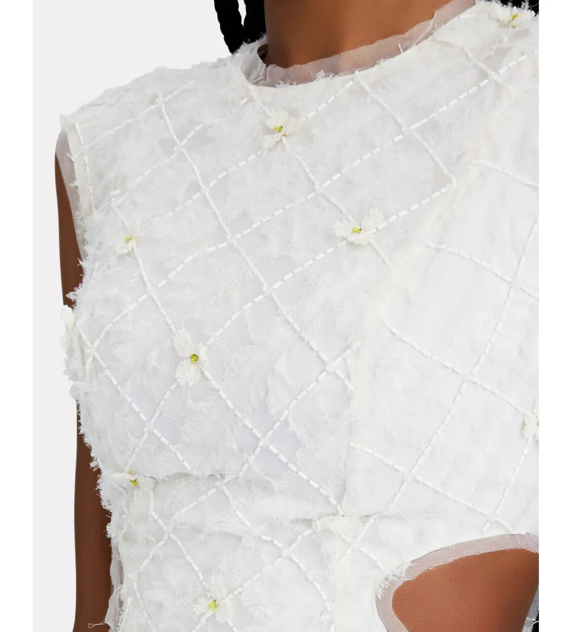 Aje Mirage Organza Cut Out Mini Dress in Ivory Size AU 8 - Image 4