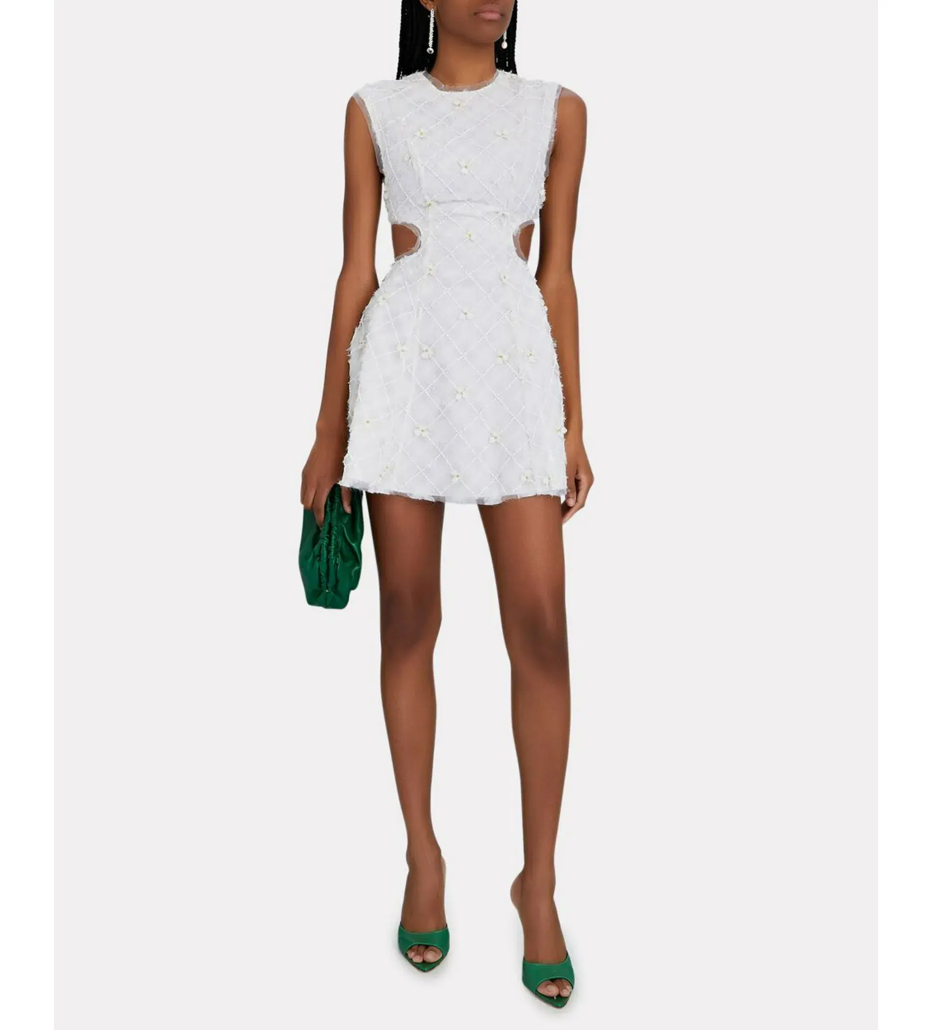 Aje Mirage Organza Cut Out Mini Dress in Ivory Size AU 8 - Image 1