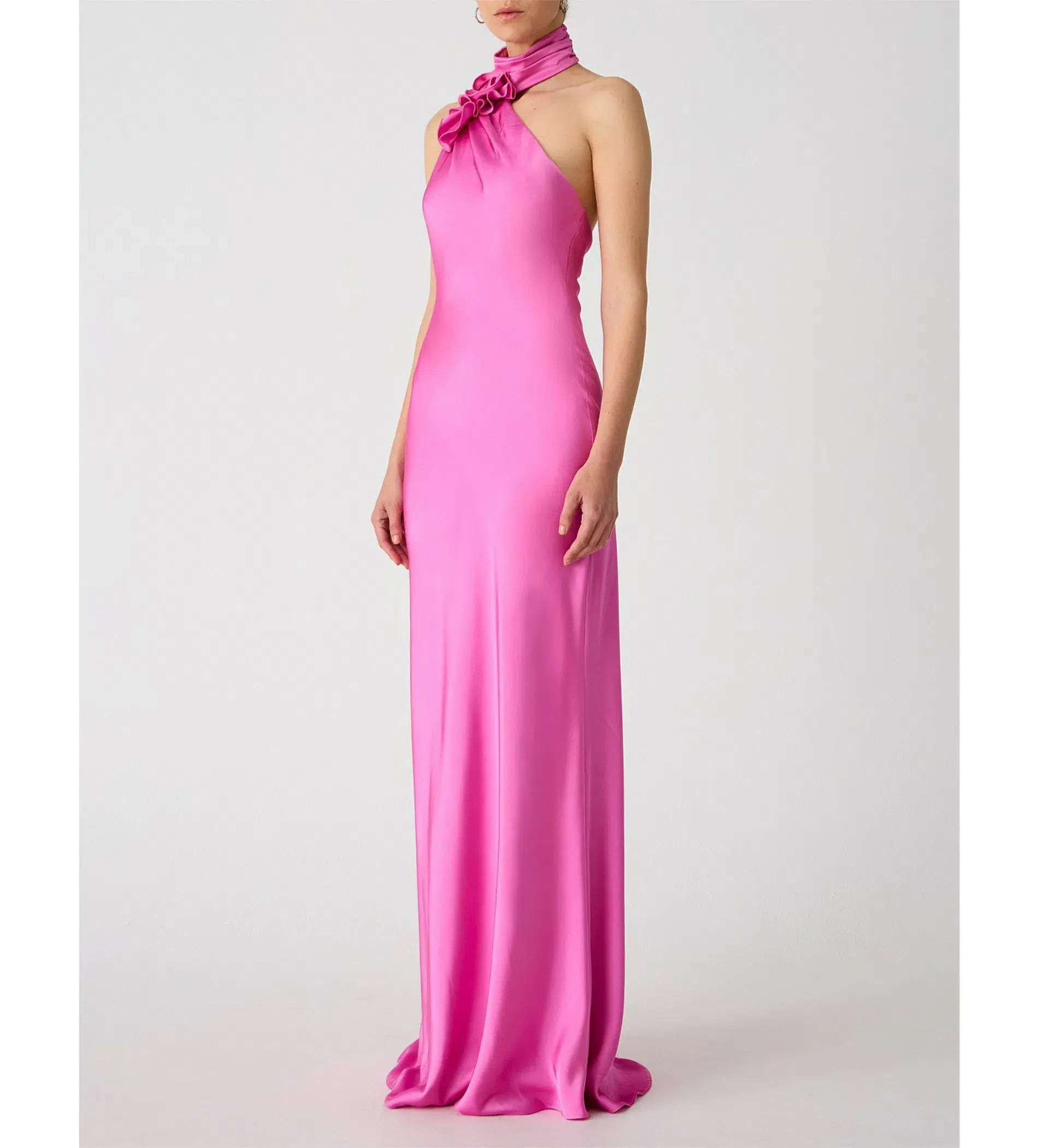 Misha Teresa Rosette Detail Satin Gown Purple Rose Size 6/XS - Image 3