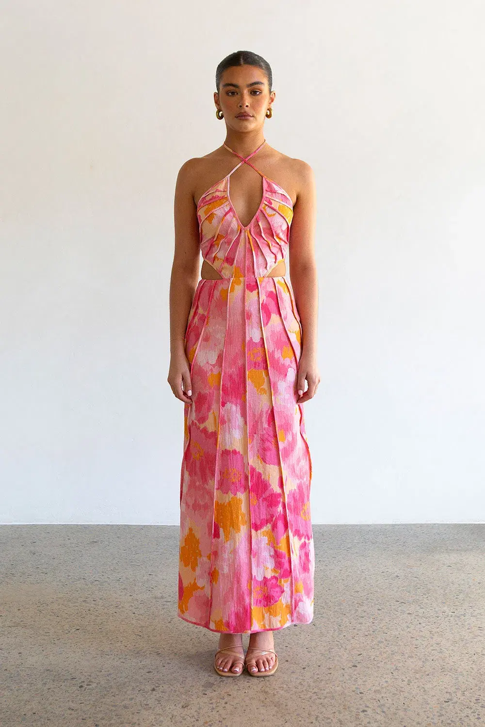 Sabo Skirt Zaco Tallulah Midi Dress Pink Gerbera Size M / AU 10 - Image 1