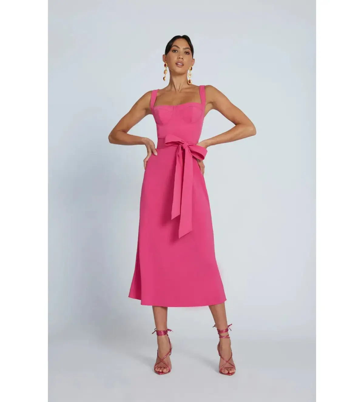 By Johnny Ora Bist Midi Dress Pink Size AU 8 - Image 1