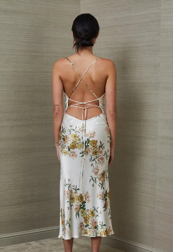 Bec & Bridge Louella Cross Back Midi Dress Floral Size 6 for rent on The Volte - main image