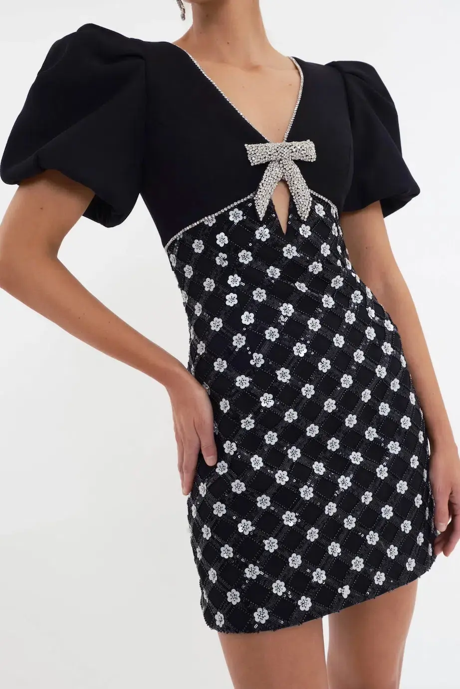 Rebecca Vallance Alivia Short Sleeve Mini Dress Black Size 10 for rent on The Volte - main image