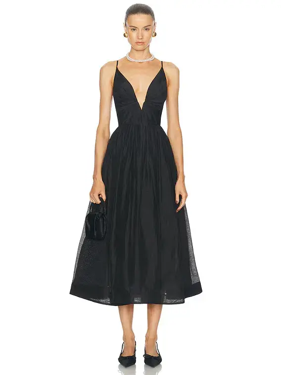 Zimmermann Illustration V Neck Midi Dress Black Size 1 / AU 10 - Image 1