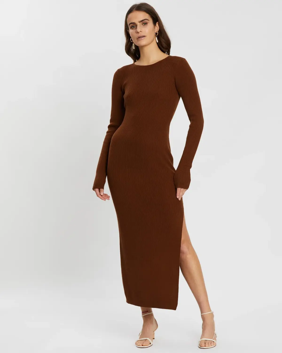 Bec & Bridge Freya Long Sleeve Knit Midi Dress Copper Size 6 - Image 1