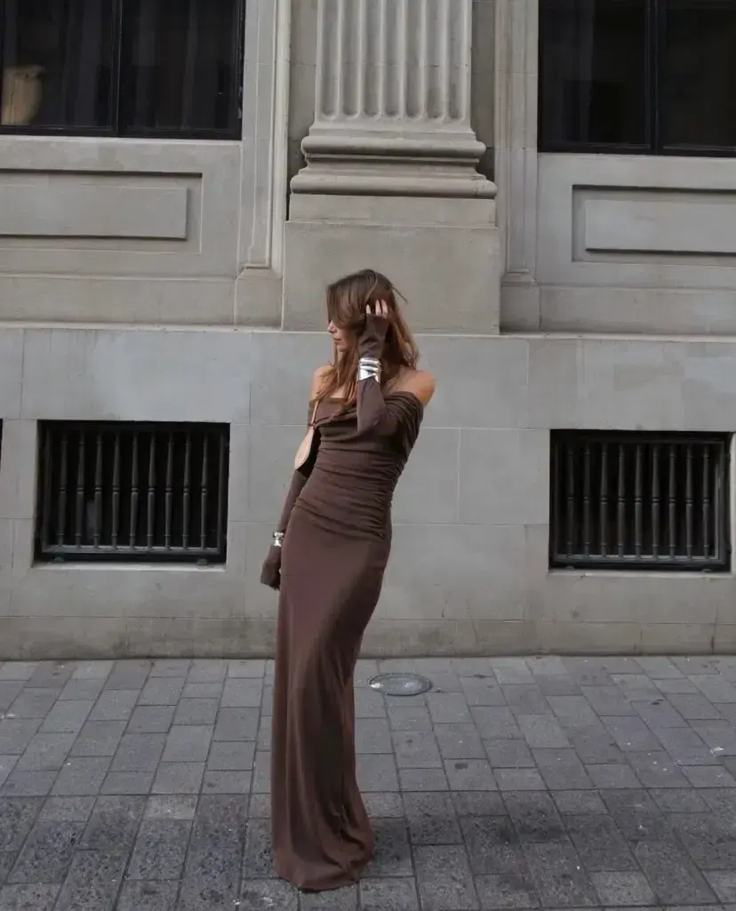 Benni Lorena Maxi Dress in Ash Brown Size 8 - Image 3
