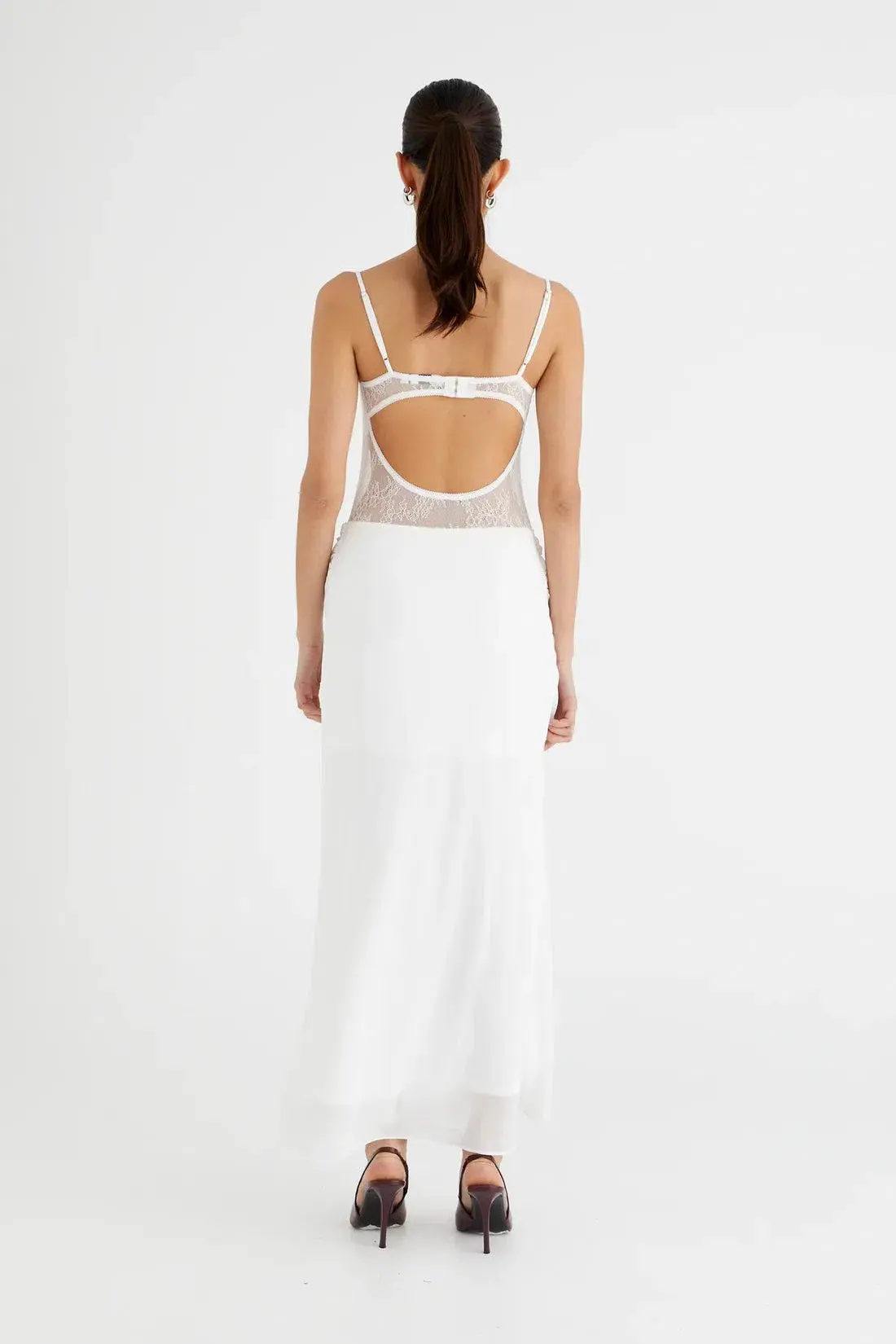 Benni Gabriel Maxi Dress White Lace Size 8 - Image 3