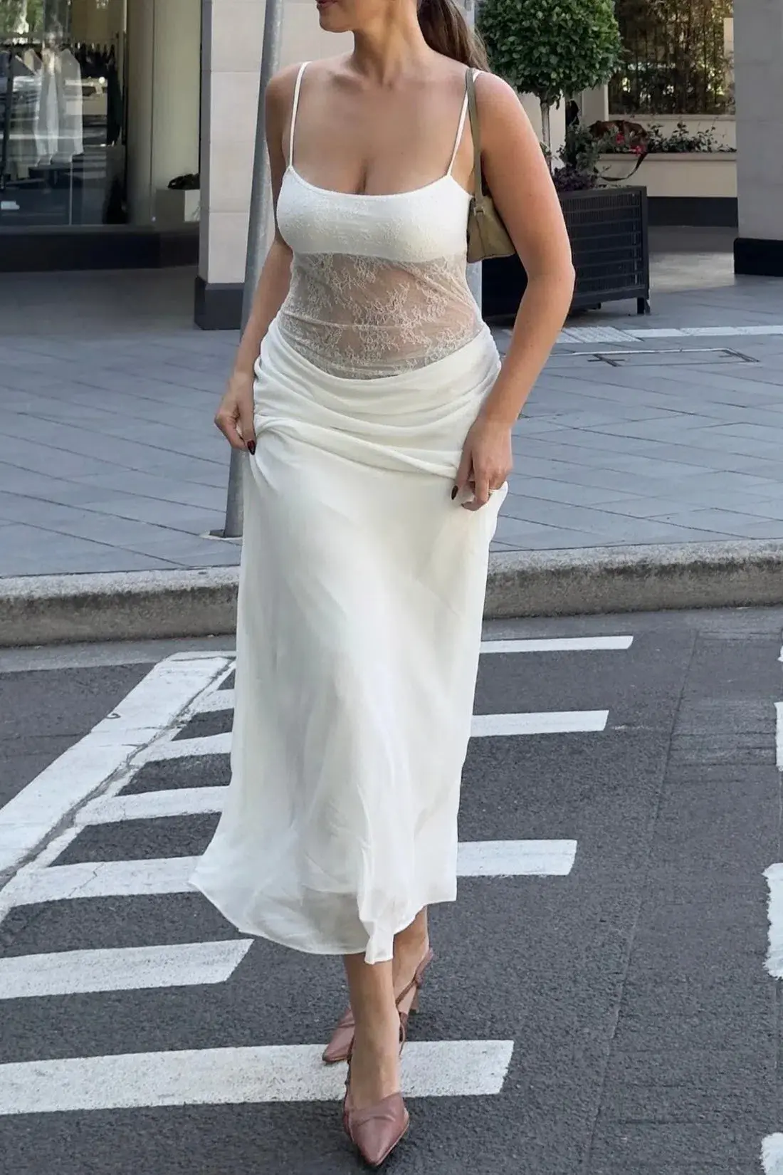 Benni Gabriel Maxi Dress White Lace Size 8 - Image 4