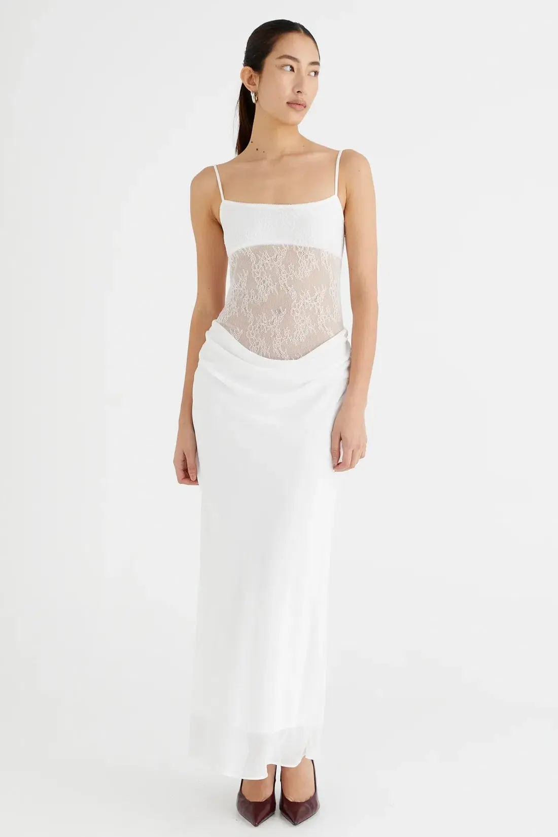 Benni Gabriel Maxi Dress White Lace Size 8 - Image 5