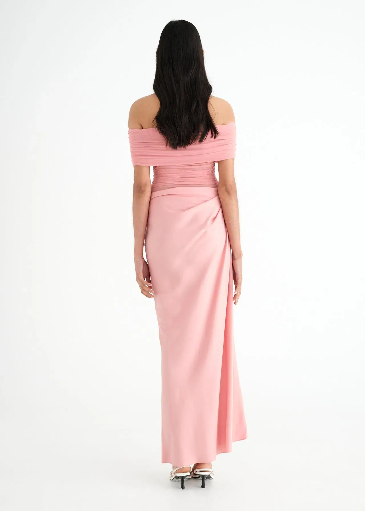 Benni Nico Off Shoulder Maxi Dress Candyfloss Pink Size 8 - Image 3