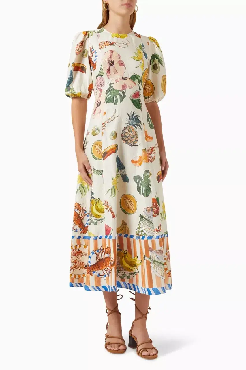 Alemais Theo Midi Dress Multi Size 12 AU - Image 5