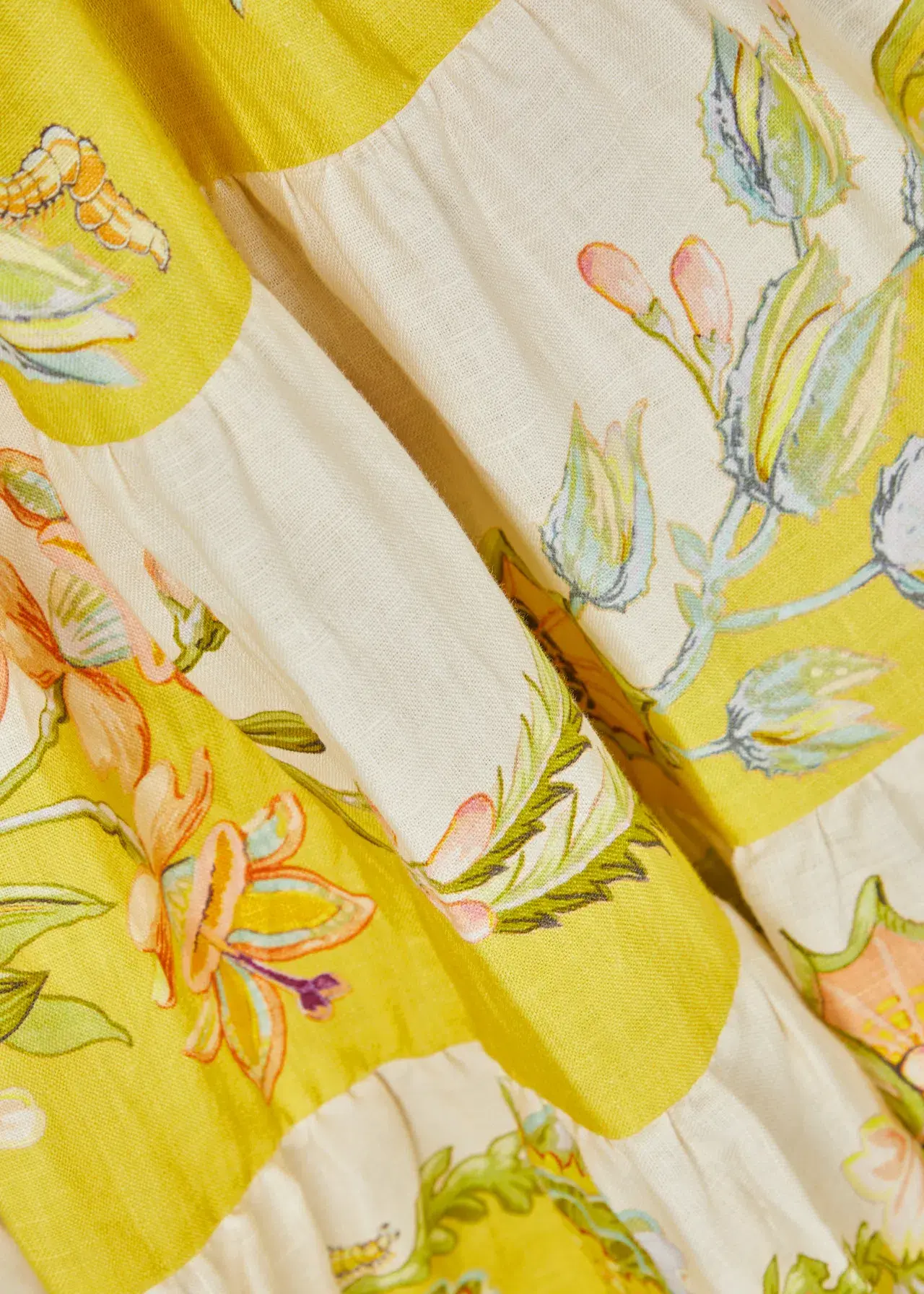 Alemais Ira Tiered Midi Dress Lemon/Cream Size AU 10 - Image 18