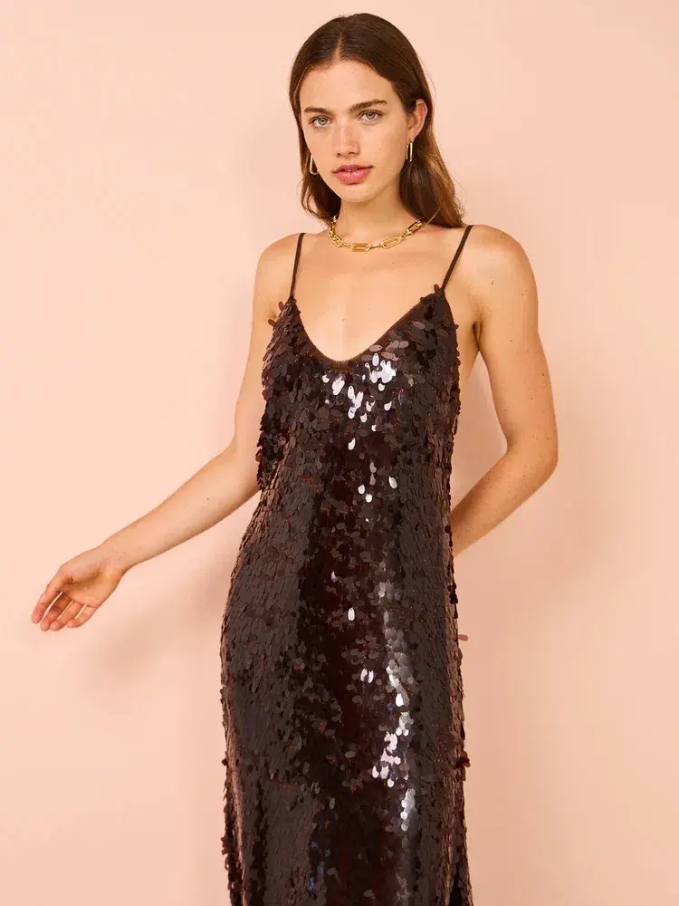 Alemais Geanie Sequin Gown Chocolate Brown Size 8 AU - Image 6