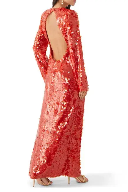 Alemais Geanie Long Sleeve Sequin Gown Red Size 8 AU - Image 7