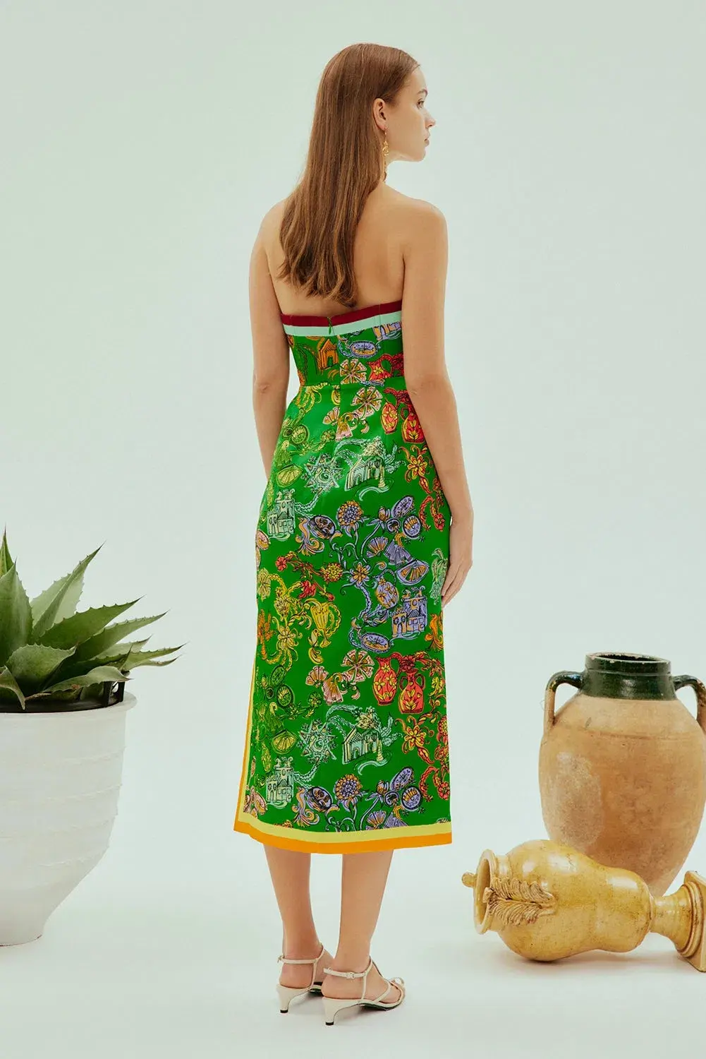 Alemais Fiesta Bodice Midi Dress Green Multi Size 8 - Image 2