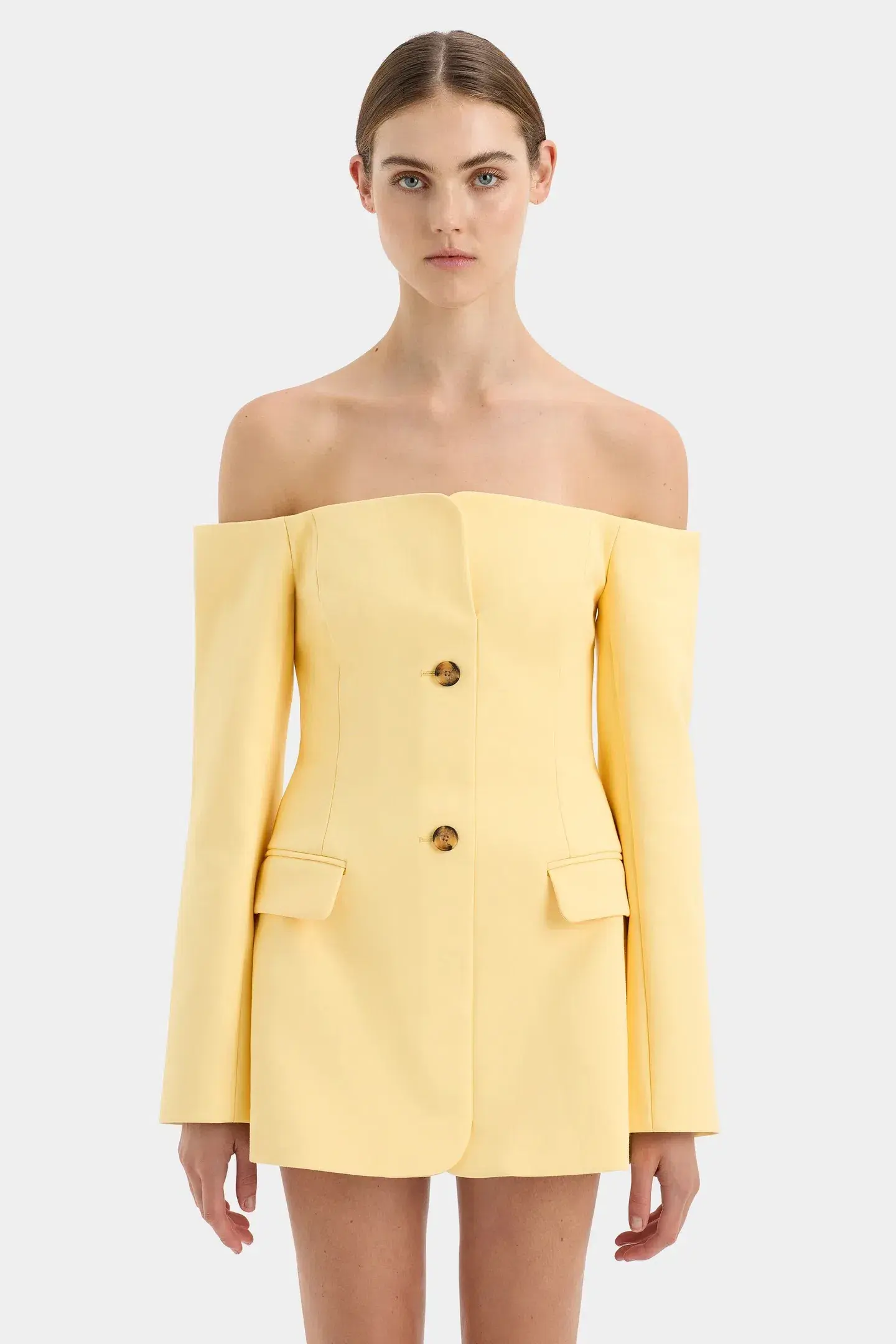 Sir the Label Sandrine Tailored Mini Dress Limone Yellow Size 2 / AU 10 - Image 2