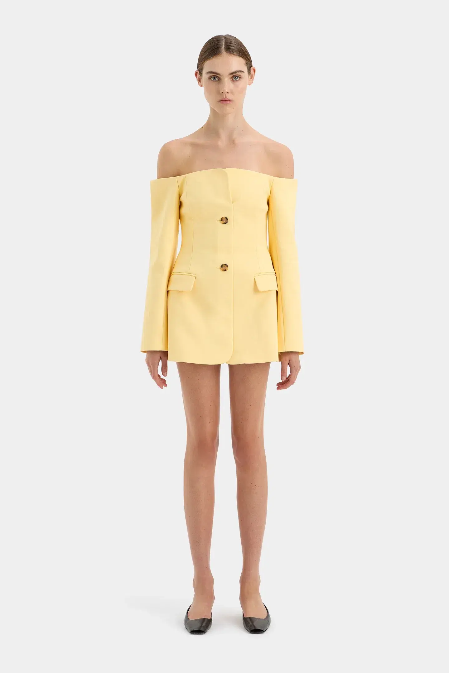 Sir the Label Sandrine Tailored Mini Dress Limone Yellow Size 2 / AU 10 - Image 1