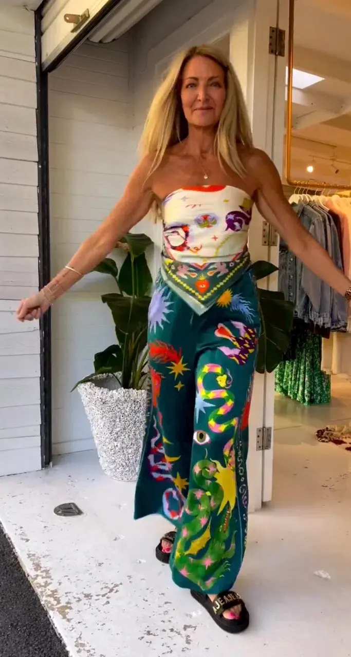 Alemais Lou Snake Scarf and Guardian Pants Set Green Multi Size 14 - Image 1