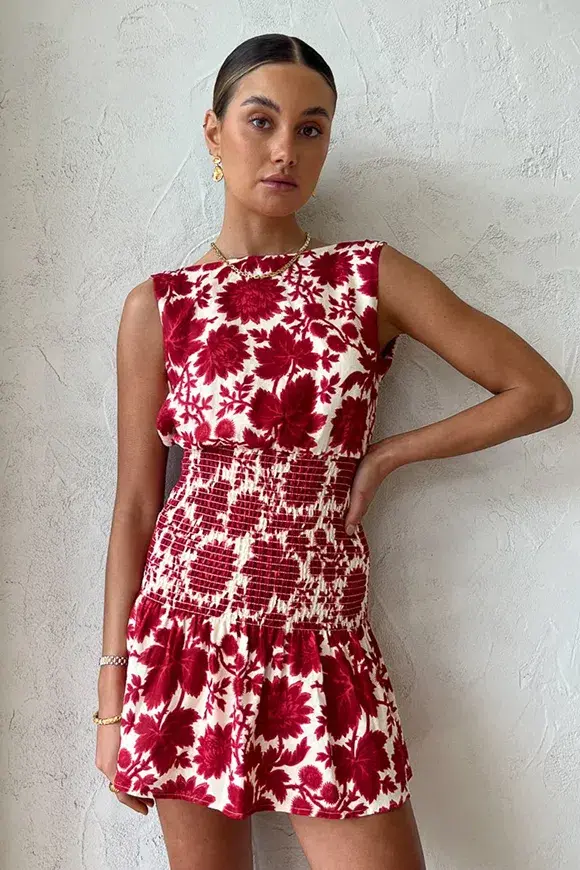 Sir the Label Cinta Open Back Mini Dress Valentina Floral Print Size 2 / AU 10 - Image 2