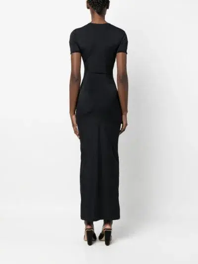 Christopher Esber Pierced Orbit Short Sleeve Midi Dress Black Size 14 for rent on The Volte - main image