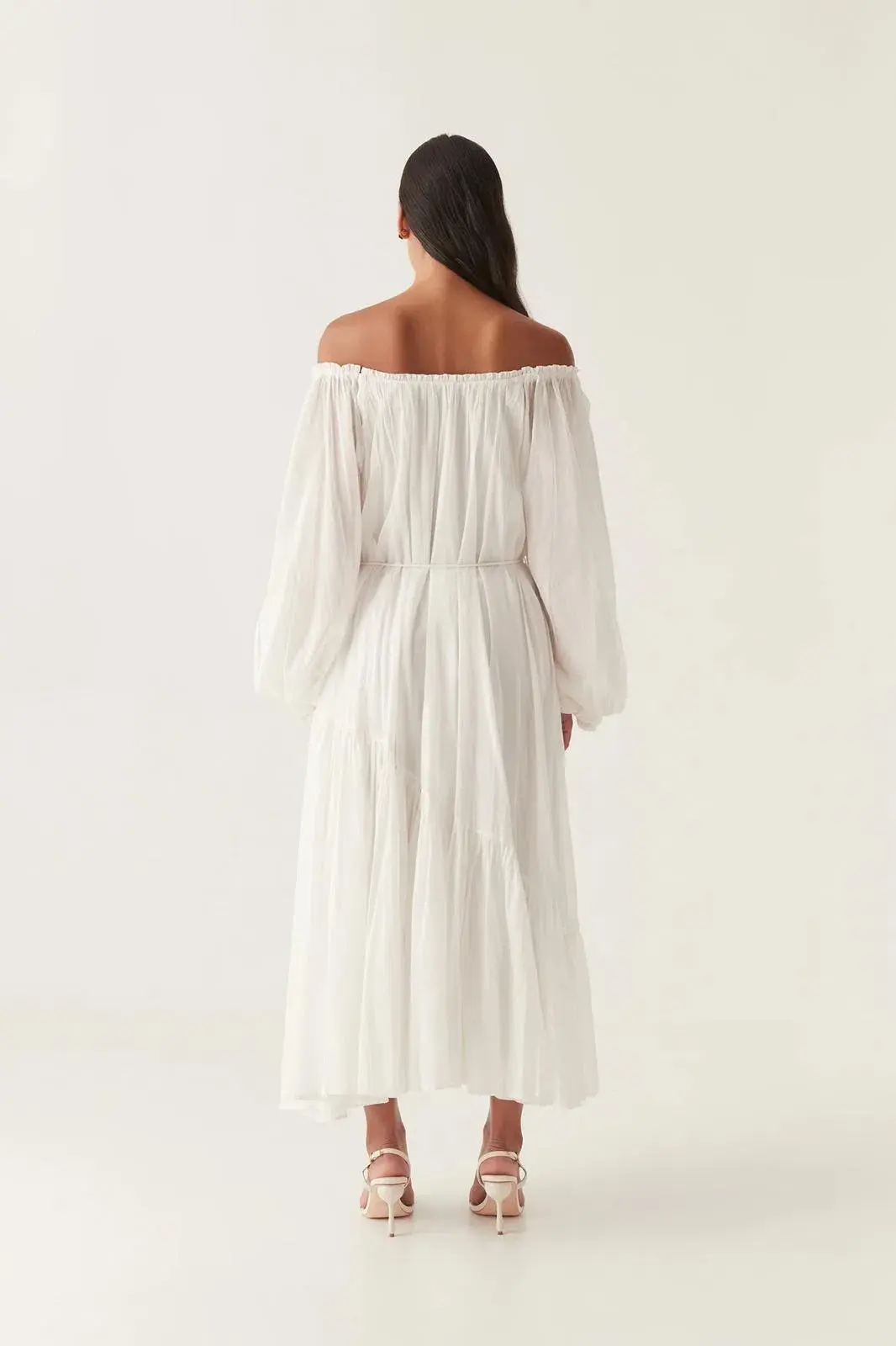 Aje Avani Smock Midi Dress Ivory Size 10 for rent on The Volte - main image
