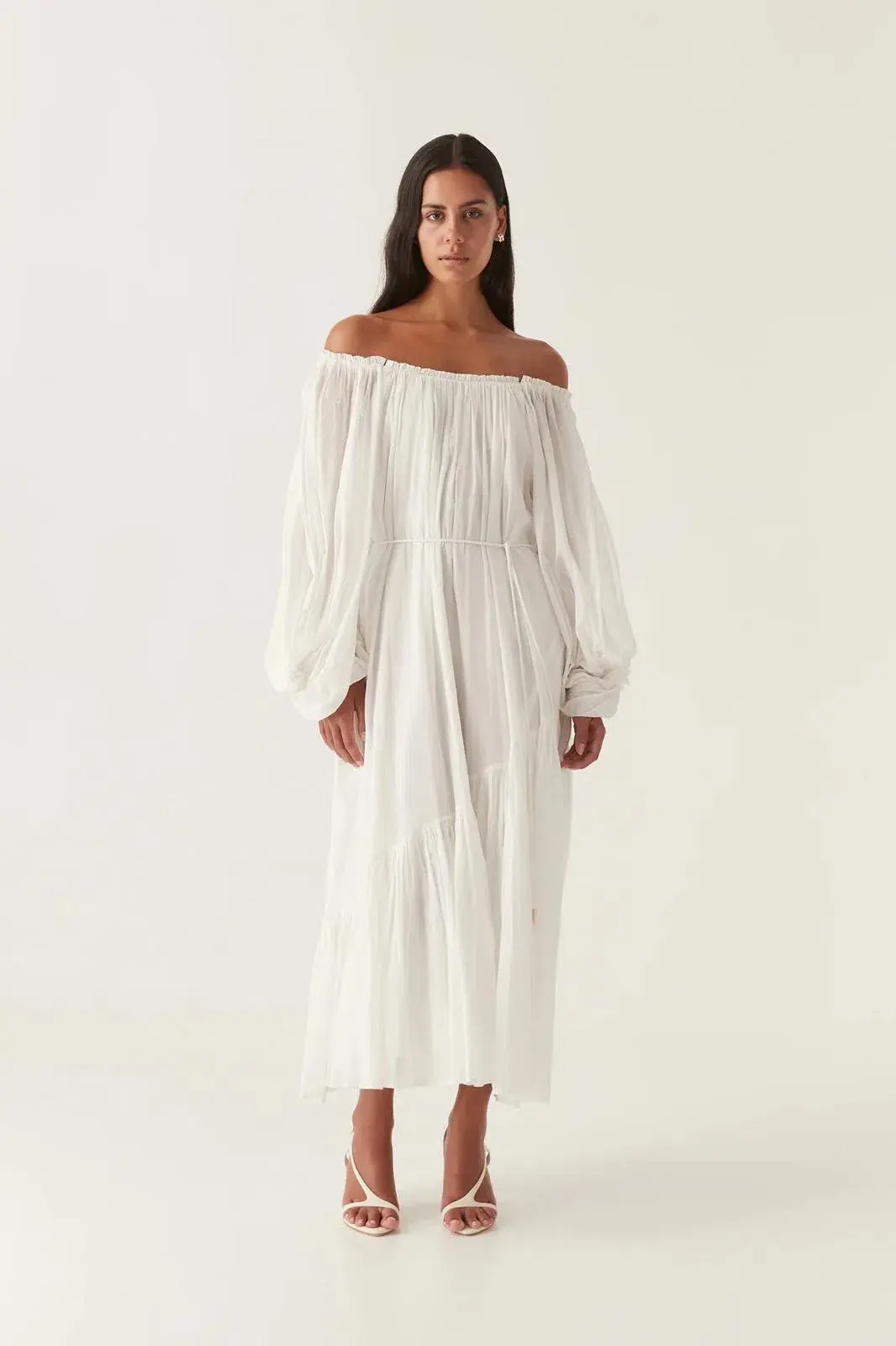 Aje Avani Smock Midi Dress Ivory Size 10 for rent on The Volte - main image